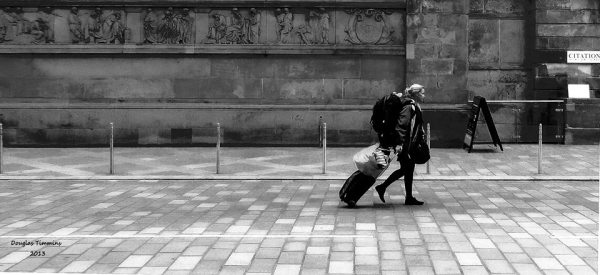 Girl with suitcase in Glasgow today
