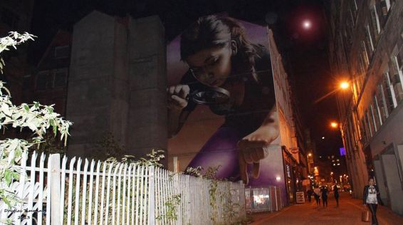 Mitchel Lane Mural in Glasgow. To frighten the shit out of late night drunks