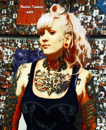 My gorgeous tattooed pal Silvi in the Cancer Charity Shop ,...Glasgow today