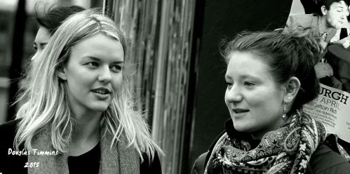They became pals in a pub in the Czech Republic . Hanna is from Norway and Sarah is Belgian. Now the students are having a reunion in Byres Rd Glasgow and checking out the boozers..(pubs) What a happy story.. Glasgow 